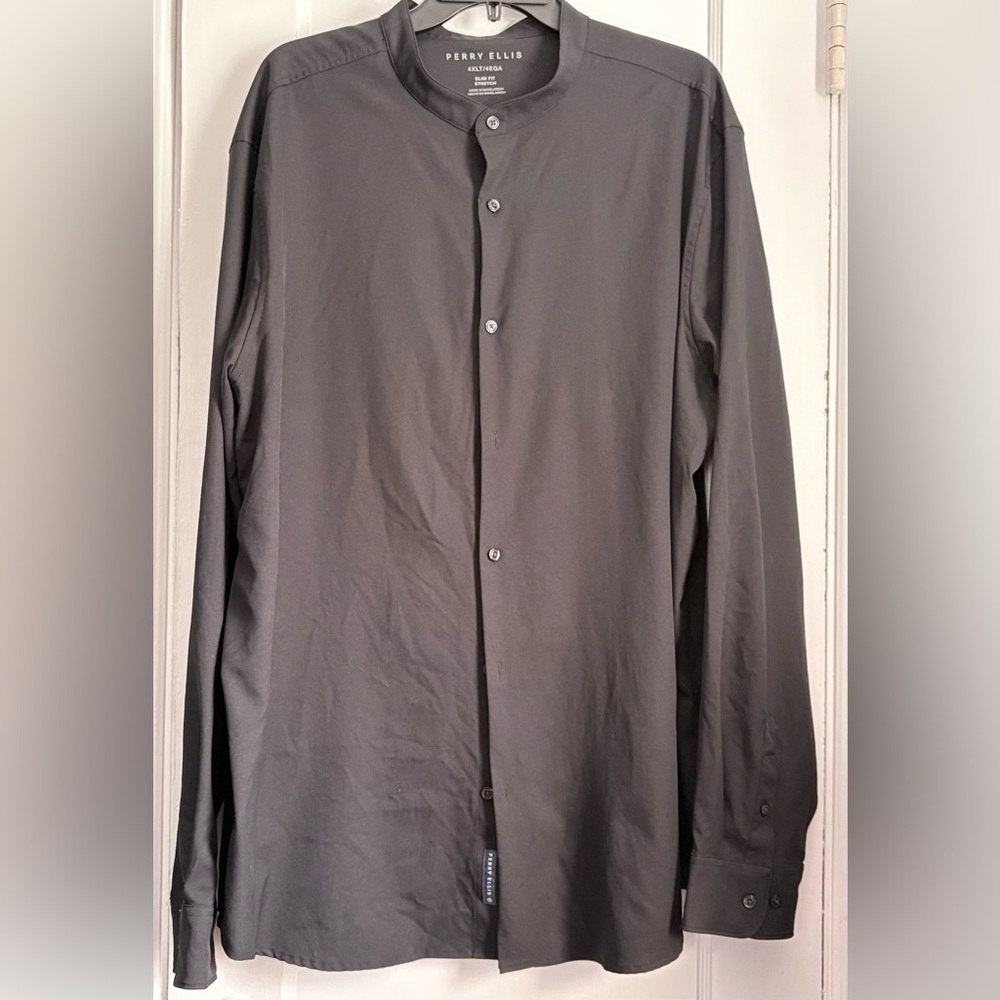 Perry Ellis Men’s Charcoal Stretch Button-Down Shirt Slim Fit Sz: 4XL